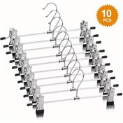 Resim 10 adet Ayarlanabilir Kaydırmaz Klipsli Çok Amaçlı Metal Askılar - Pantolonlar, Etekler, Kotlar, Montalar için Uygun, Çok Fonksiyonlu Giysi Depolama Rafı - Dayanıklı ve Alan Tasarrufu Sağlayan Askı Seti, Gardırop ve Perakende Gösterimi için Uygun 