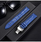 Resim Bambu Desen Hakiki Deri Saat Kayışı Inek Derisi Kordonlu Saat 18/20/22/24mm Blue-silver 24mm 