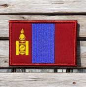 Resim Ex Patch Moğolistan Bayrağı Nakış Arma Patch 8 X 5 Cm 