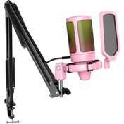 Resim Ampligame A6TP Rgb Usb Pembe Mikrofon Seti 