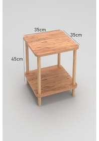 Resim 35x35 Cm Kare İki Katlı Ahşap Komodin Çok Amaçlı Sehpa Yatak Odası Baza Yanı Ayak Yükseklik 45 Cm - Atlantik Çam 