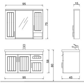 Resim Denko Lotus 100 Cm Mdf Üzeri Lake Banyo Takımı Ve Boy Dolabı Çok Renkli 