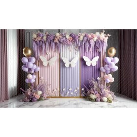 Resim Venspor Pastel Kelebek Ve Çiçeklerle Süslenmiş Arka Plan, 200x150cm Fon Duvar Örtüsü Stüdyo Fonu 