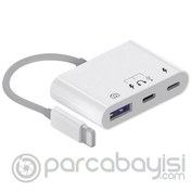 Resim İPhone-Otg Hub -Usb Type C To Kulaklık ve Usb Kamera Okuyucu Otg 