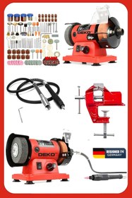 Resim DEKO TURKEY DK105GRT Tezgah Tip Taşlama Parlatma Cilalama Gravür Hobi Taş Motoru + Mengene + 105 Parça Set+Flex 