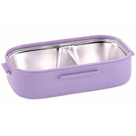 Resim Vagonlife Paslanmaz Çelik Beslenme Kabı Lunchbox Tek Katlı 2 Bölmeli Çatal-kaşıklı 550 Ml Mor Bl2106 