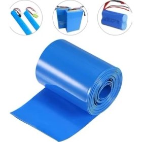 Resim Pvc Isı Büzülme Borusu Mavi, 75 Mm, 1 Mt, 18650 Pil Yalıtım Kablo Kılıfı 
