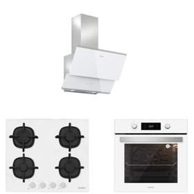 Resim Silverline Beyaz Cam Ankastre Set (3490 Oslo 60 Beyaz+cs5427w01+bo6504w01) 