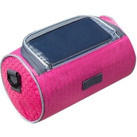 Resim Bisiklet El Tutucu Çantası, Büyük Kapasiteli Dokunmatik Ekranlı, Su Geçirmez, Pvc+oxford Malzeme, Gül Kurusu Kırmızı Kırmızı 