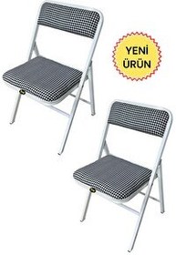Resim Hey Modüler Mobilya 2'li Katlanır Kazayağı Beyaz Piknik Kamp Sandalyesi 
