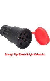 Resim Badem10 Sağlam Trifaze Kauçuklu Kablo Bahçe Dış Mekan Korunaklı Su Geçirmez Siyah Kapaklı Dişi Fiş Tek 16A 