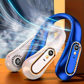 Resim 1 Adet, Taşınabilir Boyun Fanı, USB Şarj Edilebilir, Kişisel Mini Fan Dijital Ekran Ile, 18.2cm*7.24cm, Ayarlanabilir, Süper Buzlu Soğutma, Güvenli Ve Konforlu, Ofis, Spor Ve Açık Hava Kullanımı Için 