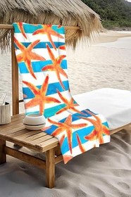 Resim Dijital Baskı Plaj Deniz Havlusu Deniz Yıldızı Desenli Peştamal HVL0217 