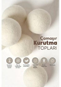 Resim Tilbe Home 3 Adet Çamaşır Yün Kurutma Topu Xxl Büyük Boy Doğal Yu Bej 