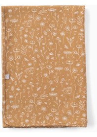Resim Boumini 85X85 Cm Pamuklu Çift Katlı Bebek Battaniyesi Bahar Çiçekli Hardal - Hardal 