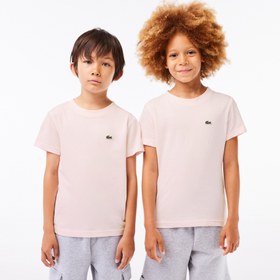 Resim Lacoste Çocuk Bisiklet Yaka Açık Pembe T-Shirt 