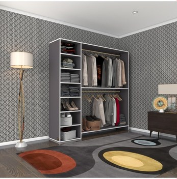 Kenzlife giysi dolabı abdurrahman 180*180*40 gri gardırop