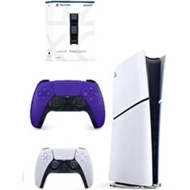 Resim SONY Playstation 5 Slim Dijital 825GB (Ithalatçı Garantili) +2. Kol Dualsense Mor + Şarj Istasyonu 