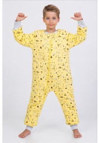 Resim Cantoy Kız Erkek Çocuk Kalın Elyaf Dolgulu Premium Kalite 2.5 Tog Desenli Uyku Tulumu Sarı - Kahverengi 