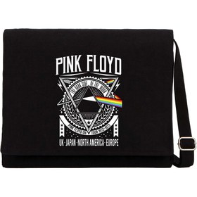 Resim Pink Floyd Tour 1972 1973 Siyah Postacı Çantası - Siyah 
