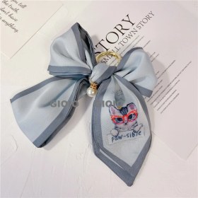 Resim Silver1 Gıoıo Yeni Ipek Eşarp Anahtarlık Kişiselleştirilmiş Inci Papyon Çanta Çekicilik Dokuma Anahtarlık (Yurt Dışından) 