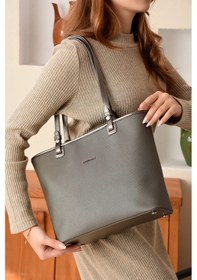 Resim Just Polo Kadın Orijinal Just Polo Yeni Sezon Büyük Boy Lüks El Çantası Shopper Ebat : 25 X 30 Cm Gri 