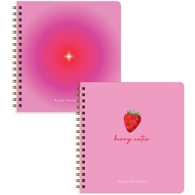 Resim 15x16 Spiralli Karton Kapak 2'li Çizgili Not Defter Seti - Aura Çok Renkli 