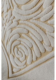 Resim 2'li Ayak Havlusu Seti - Zemini Renkli & Üç Boyutlu - %100 Pamuk - Yüksek Su Emici-sarı Sarı Sarı 