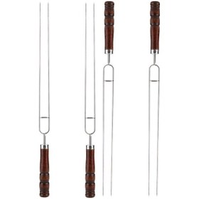 Resim Besthome1 Paslanmaz Çelik Barbekü Şişleri, 4 Adet Renkli Çatal, U-şekilli Barbekü Çatalı Çok Renkli 