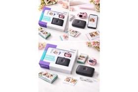 Resim Fujifilm Instax Mini Link 2 Mavi Akıllı Telefon Yazıcısı ve Pal Pembe Dijital Kamera Seti 