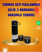 Resim AyrStore Paslanmaz Termos ve İkili Bardak Seti | 6-12 Saat Sıcak/Soğuk Tutma 