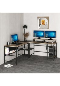 Resim Minarmobilya Minar Greta L Köşe Çalışma Masası - Dore/Siyah Ceviz 