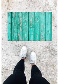 Resim Dijital Baskı Mavi Ahşap Kapı Desen Kapı Önü Paspası K-1045 