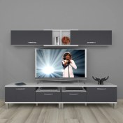 Resim Decoraktiv Eko 5220 Mdf Krom Ayaklı Tv Ünitesi Tv Sehpası - Beyaz - Antrasit 