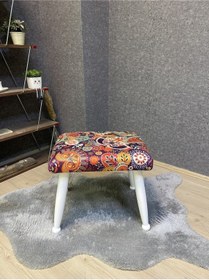 Resim Trend Lake Retro Ahşap Ayak Uzatma Pufu Makyaj Koltuğu Bench Tabure 