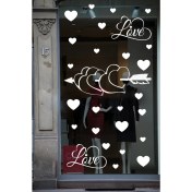 Resim CLK Auto Happy Valentine's Day Sevgililer Günü Sticker Kalp, Love, I Love You Cam, Duvar Sticker Etiket Seti 001 