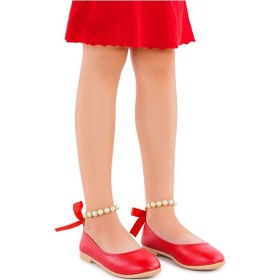 Resim Kiko Kids Cilt İncilli Lastikli Kız Çocuk Babet Ayakkabı Arç 01 Kırmızı 