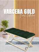 Resim Gazzini furniture Varcera Gold Sliced Bench Çapraz Metal Ayaklı Dilimli Model Yeşil Puf 