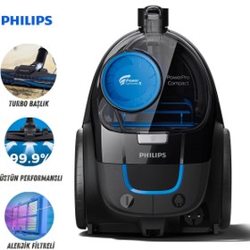 Resim Philips Turbo Başlıklı Compact Torbasız Süpürge - 