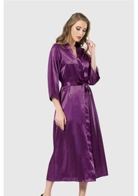 Resim Ahu Aria's Closet Mor Uzun Saten Sabahlık Mor 