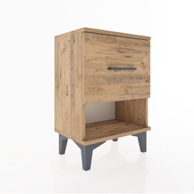Resim Arges Komodin Tek Çekmeceli 44x30x64 - Çam / Antrasit 