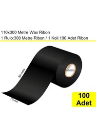 Resim 110x300 Metre Wax Siyah Ribon 100 Adet / En:110 Mm Boy:300 Metre 100 