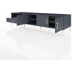 Resim Kronos Tv Ünitesi 3 Raflı Tek Çekmeceli 3 Kapaklı 220x59x51 Antrasit-antrasit Antrasıt/antrasıt - Antrasıt 
