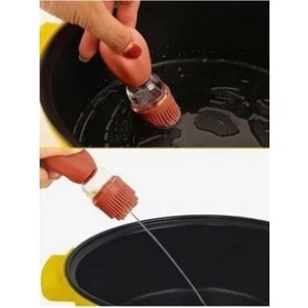 Resim Cam Yağlık Yağ Sos ve Yumurta Fırçası Hazneli Yağ Fırçası Yağdanlık Silikon Fırçalı 