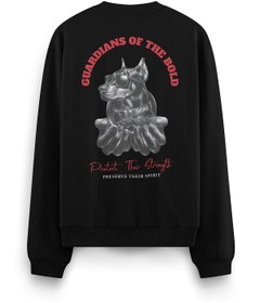 Resim Overoz Doberman Sırt Baskılı Siyah Oversize Köpekli Sweatshirt S1193 