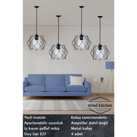 Resim Mediterian 4 Adet Silvano Koza Prizma Sarkıt Salon, Mutfak, Çocuk Odası, Koridor Avize 