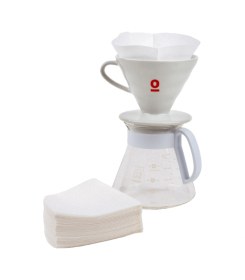 Resim V60 Seramik Demleme Seti - 02 Dripper, Servis Sürahisi, Filtre Kağıdı Ve Ölçü Kaşığı 