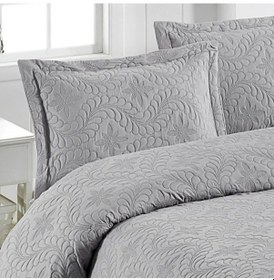 Resim Çift Kişilik Düz Renk Kapitone Yatak Örtüsü, Sade Ve Şık Görünüm 250 X 260cm Gri 