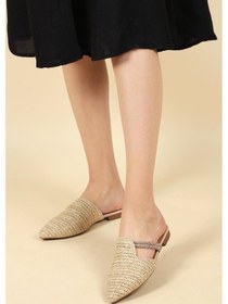 Resim Hasır Örgü Detaylı Kadın Terlik Ten-ten Ten 