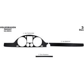 Resim Marscockpitdesign Volkswagen Passat Gösterge Paneli 2005-2010 3 Parça Konsol-Torpido Kaplama 